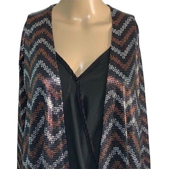 LulaRoe Womens Duster Cardigan Sarah Open Front Long Sparkling Metallic XS - Picture 5 of 10